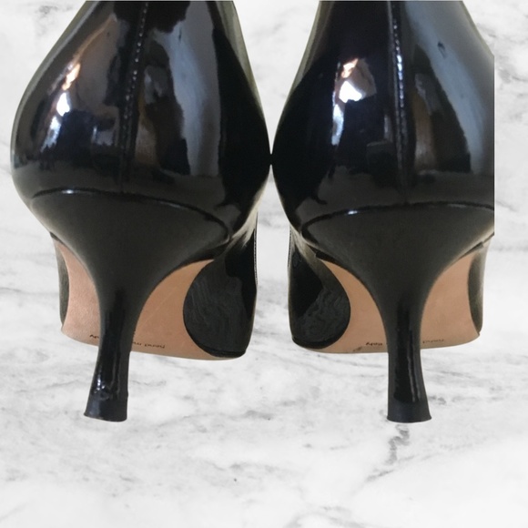 Manolo Blahnik BB Patent Leather Black Pointed Toe Pumps - Picture 2 of 16
